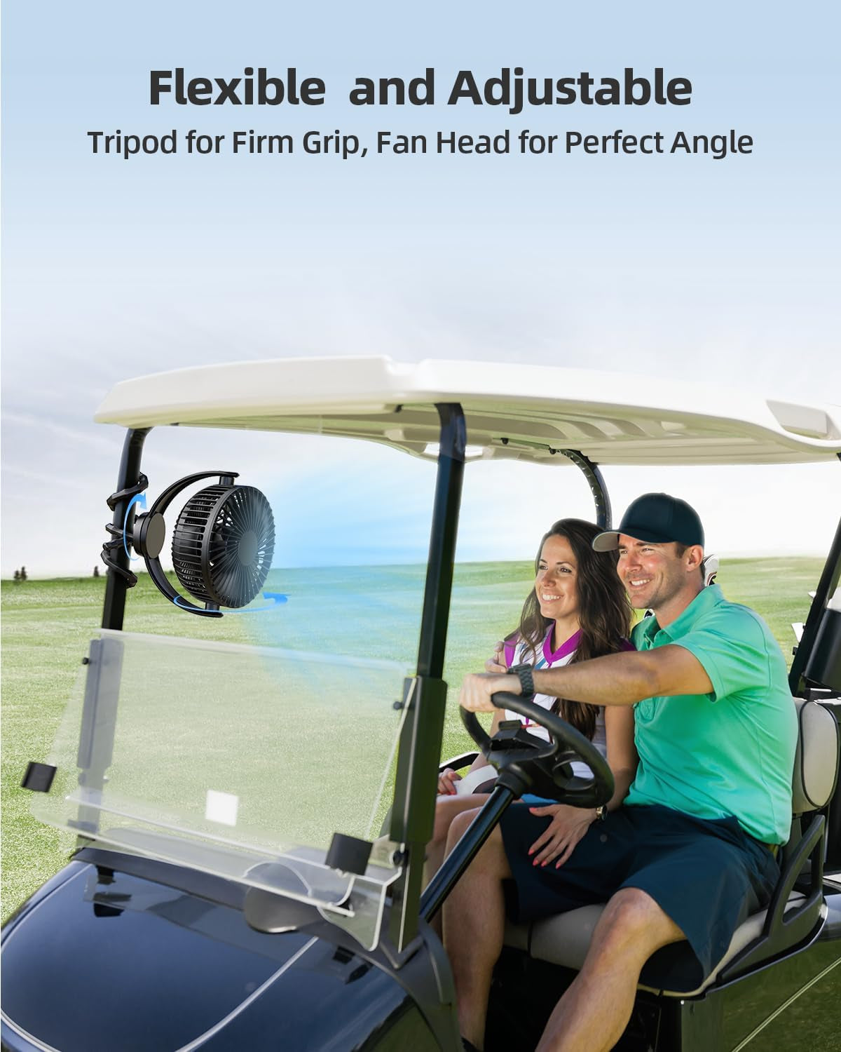 5000Mah Portable Stroller Fan - 3-Speed Battery Operated, Flexible Clip-On Tripod, 360° Rotate Flexible Tripod，Usb Rechargeable Cooling for Bike, Treadmill, Travel & Car Seat