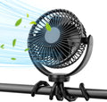 5000Mah Portable Stroller Fan - 3-Speed Battery Operated, Flexible Clip-On Tripod, 360° Rotate Flexible Tripod，Usb Rechargeable Cooling for Bike, Treadmill, Travel & Car Seat