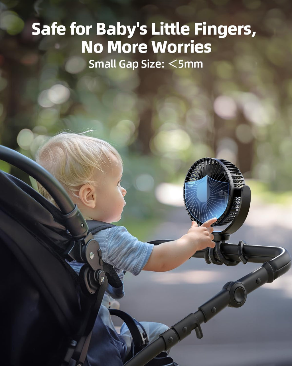 5000Mah Portable Stroller Fan - 3-Speed Battery Operated, Flexible Clip-On Tripod, 360° Rotate Flexible Tripod，Usb Rechargeable Cooling for Bike, Treadmill, Travel & Car Seat